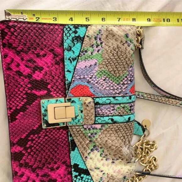 ALDO Gorgeous Bright Multi-Color/Gold Snakeskin Embossed Crossbody Bag EXC - Picture 4 of 6